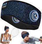 LC-dolida Bluetooth Headphones Headband, Reflective Black Headband Headphones Wireless, High Visibility Bluetooth 5.4 Over Ear Headphones Cooling Headband for Night Cycling, Jogging, Yoga, Travel