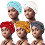 DRESHOW African Women Turban Pre-Tied Twisted beaded Braid Head Wrap Hat Beanie Headwraps Chemo Cancer Cap