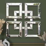 NEUWEABY Silver Mirrored Wall Decor 16" x16” Decorative Mirror DIY Wall-Mounted Mirrors Modern Square Gorgeous Accent Mirror Glam Decor Mirror Vintage Decor Chic Mirror for Room Home Decor