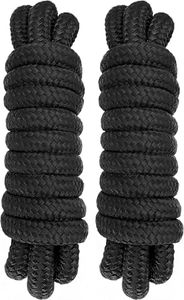 PACTHSD 2 Pack 5/8" x 10' Boat Fender Lines - Marine Grade Nylon Boat Rope with 12" Loop for Docking and Tying Fenders - Double Braided Dock Lines, High Strength, Easy Handling, Fray Resistant - Black