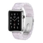 Light Apple Watch Band - Fashion Resin iWatch Band Compatible with Stainless Steel Buckle for Apple Watch Series 7 Series 6 Series SE Series 5 4 3 2 1(Shining White with Purple Sheen,42mm/44mm/45mm)