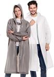 NVioAsport Rain Ponchos for Adults, (2 Pack) Reusable Waterproof Rain Coat with Drawstring Hood and Elastic Cuff Sleeves - White & Grey