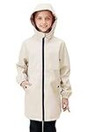 maoo garden Girls Rain Jackets Kids Waterproof Raincoat Lightweight Floral Lining Spring Windbreaker 2112 White 9-10Y