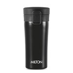 MILTON Thermosteel Vacuum Insulated Coffee Mug, 300 ml, Black | Hot & Cold Flask | Leak Proof | Rust Proof | Thermos | Soup Flask | Juice Mug | Water Flask | Tea Mug