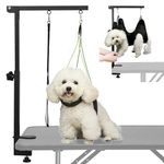 Breeze Touch Dog Grooming Table Arm-35" Dog Grooming Stand With Clamp And Post, Loop Noose, No Sit Haunch Holder Grooming Restraint For Small & Medium Dogs,89.9 cm