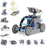 ACELIFE STEM Solar Robot Toy 12-in-1 Educational Science Kit DIY Building Toy Construction Engineering Set for Kids Age 8-12 Boys & Girls Birthday, Solar Powered Toy-Blue