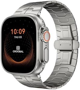 GROOBAL Grade 5 Titanium Band for Apple Watch Ultra 3/2/1 49mm & Series 11/10 46mm, DLC Coating Anti-Scratch Ultra 3 Band with Small-Link Design for Precise Fit, Secure Butterfly Clasp Band for Men