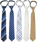 5 Pcs Zipper Ties for Boys, Adjustable Zipper Skinny necktie Clip on Slim Ties for boys, Set3