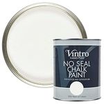 Vintro | White | No Seal Chalk Paint | Interior & Exterior Use | Furniture | Walls | Wood | Metal | 1 Litre (Crystal - White)