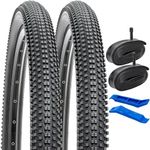 YUNSCM 2-PCS 26" Bike Tires 26 x 2.35/57-559 and 26" Heavy Duty Bike Tubes Schrader Valve Compatible with Mountain/Off Road Bike 26x2.30 26 x 2.35 26x2.40 Bicycle Tires and Tubes (P-1226A)