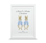 Gift for newborn twins | New baby rabbit keepsake (A4-30x21cm, Print & Standard Frame)