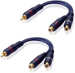 SIENOC 15cm RCA Maschio a 2 x RCA Femmina Audio Cavo per CD Players, MP-3 Players, Confezione da 2
