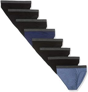 Athena Promo Basic Coton 8A70 Slips, Multicolore (Noir/Noir/Noir/Noir/Bleu/Noir/Bleu Chiné/Noir 9050), X-Large (Taille Fabricant:5) (Lot de 8) Homme