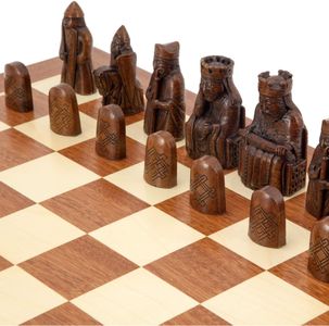 Isle of Lewis Large Chess Set – Mahogany Wood Board