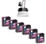Philips Hue Smart Retrofit Recessed Lighting 4 inch, Color-Changing Recessed Lighting, 6 Pack, 850 LM, Control with Hue App, Works with Alexa, Google Assistant, and Apple HomeKit