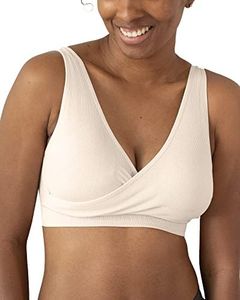 Kindred Bravely Sublime Adjustable Crossover Nursing Bra for Breastfeeding | Wireless Maternity (Stone, Small)