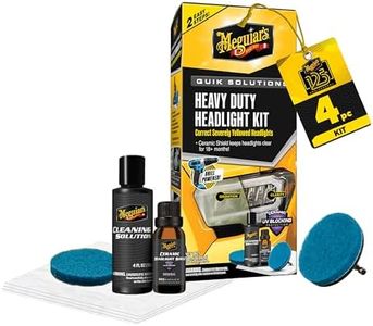 Meguiar's Heavy Duty Headlight Kit – This Headlight Restoration Kit Includes Headlight Cleaner, Ceramic Protection, Drill Backing Plate, Pads, & Towelettes, 18 Plus Months of Protection, Car Care Kit