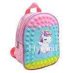 Flywind Pop It Casual Backpack, Shining Hearts PVC Waterproof Fabric Unicorn Pop It Bag Mini Backpack for Girls, Pop It Bag, Picnic Bag Party Favors Pop Fidget Toy (Pink/Multi Pink Pop)