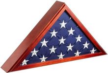 Juvale Large Flag Box Display Case for Burial Flag, Veterans, Triangle Holder for a Folded 5' x 9.5' Military Flag with Wall Mount and Glass Front (Cherry Wood Finish, 24.7 x 12.4 x 3.5 In)