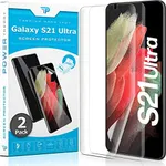 Power Theory Designed for Samsung Galaxy S21 Ultra Screen Protector [Easy Install Kit], Case Friendly, Full Cover, Premium Flexible Film Anti Scratch, 2 Pack