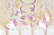 Amscan 671929 - Magical Unicorn Kids Birthday Party Hanging Swirls Decorations - 12 Pack