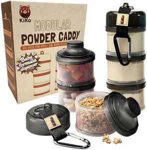 Formula Container to Go – Baby Essentials, Stackable Formula Dispenser for Night Feedings, Snacks and More – Protein Powder Travel Container – 2 Pack, by KiKo (Black)