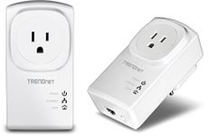 TRENDnet Powerline 500 AV Nano Adapter Kit with Built-in Outlet, Power Outlet Pass-Through, Includes 2 x TPL-407E Adapters, Plug & Play, Ideal for Smart TVs, Gaming, White, TPL-407E2K