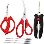 Seafood Scissors and Lobster Forks Set of 6 pcs for Kitchen Seafood Fish Crab Shrimp Scissors Set