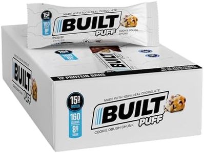 BUILT Protein Bars, Cookie Dough Chunk Puff, 12 count, Protein Snacks with 15g of High Protein, Collagen, Chocolate Protein Bar with only 160 calories & 8g sugar, Perfect On The Go Protein Snack