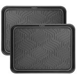 Boot Tray,2PCS Multi-Purpose 43 x 33cm Floor Protection-Pet Bowls-Paint-Dog Bowls,Shoes, Pets, Garden - Mudroom, Entryway, Garage-Indoor and Outdoor Friendly (Black, 43x33)