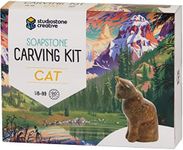 Studiostone Creative Cat Soapstone Sculpture Carving DIY Arts and Crafts Kit for Kids Adults