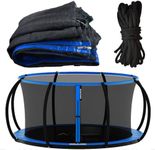 Trampoline Net Replacement 15 FT Trampoline Netting Replacement 15FT Trampoline Safety Enclosure Net for 6 Straight Poles Round Frame Trampolines with Adjustable Straps Zippers and Buckles (Net Only)