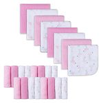 softan Baby Washcloths, 24Pack Baby Towels and Washcloths Extra Soft & Ultra Absorbent, Face Towel Unisex for Boys Girls Face & Body, Washclothes Gentle on Sensitive Skin, 9''x 9''-Flamingos