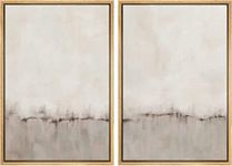 SIGNFORD Abstract Wall Art Decor, Neutral Framed Wall Art, Beige Wall Art, Boho Wall Art Decor - 16"x24"x2 Panels