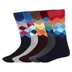 SIDEWOK Men's Calf Length Cotton Socks (Pack of 5) (SCS-FL-03_Multicolored)