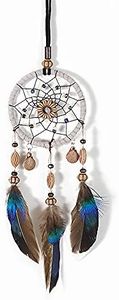 Dream Catcher Handmade Car Interior Rearview Mirror Dangle (Brown)