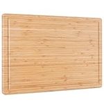 Vencier Organic 2-in-1 Bamboo Chopping Board: Extra-Large, Juice Groove. Ideal for Meat, Veggies, Cheese, Bread. A Premium Kitchen Essential Cutting Board (44 x 30 x 2 cm)