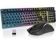 KLIM Thunder Wireless Gaming Keyboard and Mouse Combo - New 2024 - Wireless Backlit Keyboard with Long-Lasting Built-in Battery + 4800 DPI RGB Wireless Gaming Mouse for PC