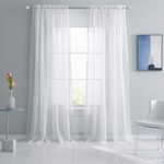 KEQIAOSUOCAI 2 Panels 95 Inch White Sheer Curtain Panels for Bedroom Living Room Transparent Rod Pocket Sheer Voile Drapes for Wedding Party Backdrop Each is 52W x 95L