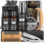 Beard Grooming Kit for Men Care: with Beard Shampoo - Oil - Balm - Brush - Comb - Scissors & Storage Bag, Fathers Day - Christmas - Birthday Gifts for Men, Stocking Stuffers for Him/Boyfriend/Husband