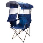 Huskfirm Camping Chair with Canopy Shade,Portable Folding Chair with UPF 50+ Sun Shade,Cup Holder,Side Pocket,Soccer Chair Adults for Camp,Beach,Outdoor Sports-Support 330 LBS Blue