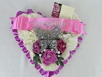 Funeral Flowers Wreath Heart Memorial Tribute Artificial Silk butterfly tribute mum, dad, gran, nan