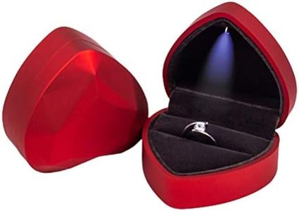 Mumusuki Caja de Regalo de Anillo en Forma de Corazón con Luz LED, Pendientes de Terciopelo, Caja de Joyería, Cajas de Anillo de Compromiso, Caja de Regalo de Joyería para Propuesta, Boda, (Rojo)