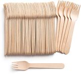 ASPEN ECO Disposable Wooden Fork 100pcs 6 inch - Eco Friendly Fork- Compostable Wooden Fork Set – Graceful & Sturdy Like Bamboo Cutlery, Microwave & Suitable for Camping, Picnic or Parties.(Fork)