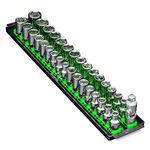 Ernst Manufacturing 8487 Socket Boss, Premium 2-Rail, 1/2 Inch-Drive Socket Organizer, 18-Inch, Green