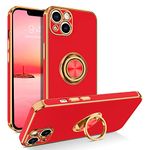 BENTOBEN iPhone 13 Case, Phone Case iPhone 13, Slim Fit 360° Ring Holder Shockproof Kickstand Magnetic Car Mount Supported Protective Women Girls Men Boys Case Cover for iPhone 13 5G 6.1 Inch, Red