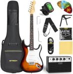 STRICH Electric Guitar Beginner Kit, Solid Body 39" Full Size Electric Guitar SSS Pick Up for Starter, with 10W Amp, Bag, Digital Tuner, Capo, Strap, String,Cable, Picks, SST-S10 Sunburst