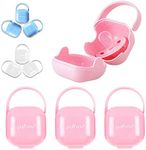 purifyou Pacifier Case & Nipple Shield Case Set of 3, Dishwasher-Safe, Lightweight & Portable Breast Shield Pacifier Storage Box for Diaper Bag, Travel Bag, & Stroller in Misty Pink