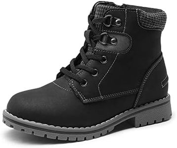 Bruno Marc Boys Girls Ankle Boots Side Zipper Outdoor Comfort Autumn Winter Casual Lace Up Combat Boots,Black,Size 4 US Big Kid SBBO222K