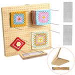 15.5" x 15.5" Foldable Crochet Blocking Board with Pegs | 35 Stainless Steel Rod Pins - Upgrade Large Blocking Boards for Crochet Projects, Gifts for Crocheters, Mothers, Grandmothers